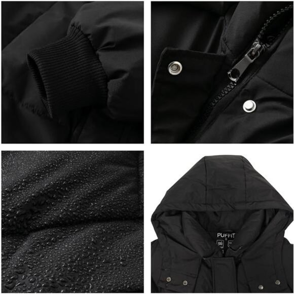 Long Puffer Jacket for Women, Black - Picture 5 of 6